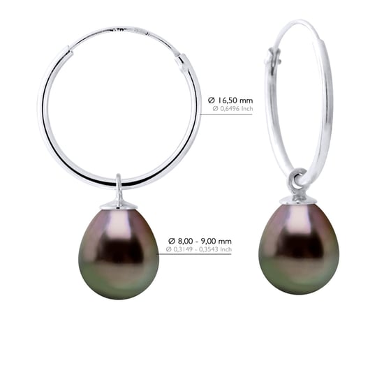 Oorbellen van Zilver 925 Rhodium vermeerd en Echte Gekweekte Tahiti-Parels Parel 8-9 mm - Image 2