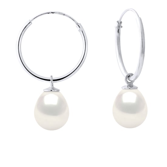 Oorbellen van Zilver 925 Rhodium verguld met Echte Zoetwaterparels Pear 8-9 mm - Image 1