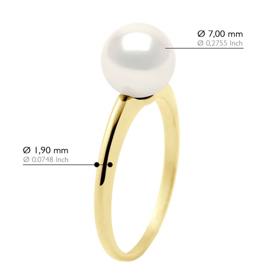Ring - Wit Goud - Echte GeCultiveerde Zoetwaterparel Rond 7-8 mm - Image 2