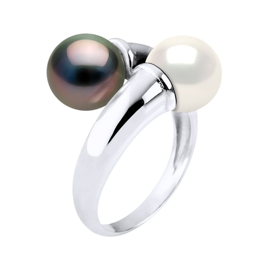 Ring U & Ik Prestige van Zilver 925 Geverfd met Rhodium, versierd met Echte Gecultiveerde Tahitiaanse Parel en FRESHWATERKLEUR NATUURLIJK WIT - 8-9 mm - Image 1