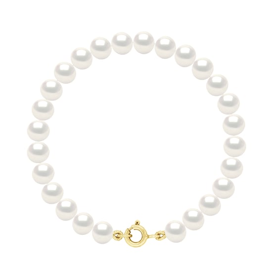 Gouden Armband - Rij van Echte Zoetwaterparels Semi Rond 6-7 mm - Image 1