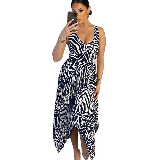 AX Paris Midi-jurk met plooien en zebraprint voor dames (Marine/Crème) - Image 2