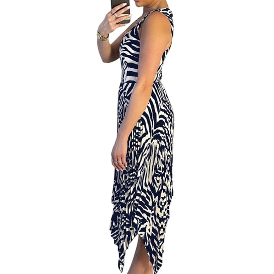 AX Paris Midi-jurk met plooien en zebraprint voor dames (Marine/Crème) - Image 3