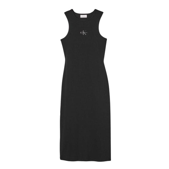 Calvin Klein Dames/Dames Katoenen Midi Bodycon Jurk (Zwart) - Image 1