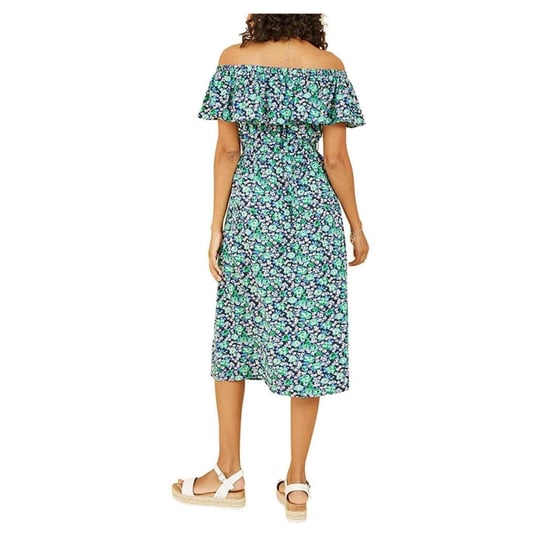 Yumi Midi-jurk voor dames met kleine bloemenprint en blote schouders (Groen) - Image 3