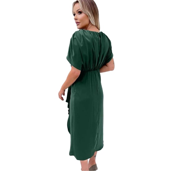 AX Paris Midi-jurk voor dames van polyester met gerimpelde vleermuismouwen (Teal) - Image 3