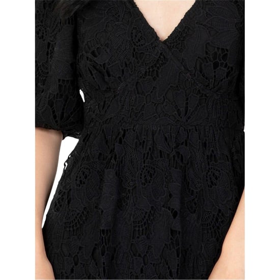 Maya Deluxe Dames/Dames 3/4 Mouw Midi Dress (Zwart) - Image 3