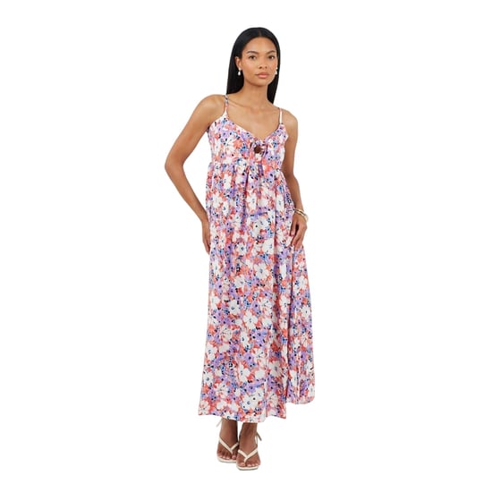 Brave Soul Maxijurk met spaghettibandjes en bloemenprint voor dames (Koraal/paars) - Image 1