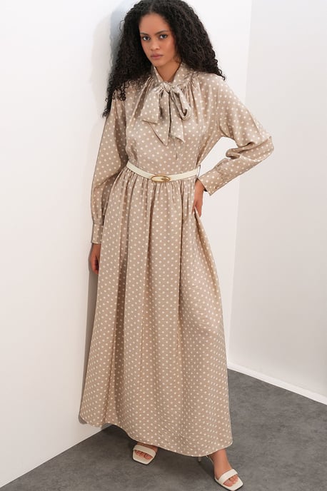 Gestippelde Maxi Hemdblousejurk - Image 5