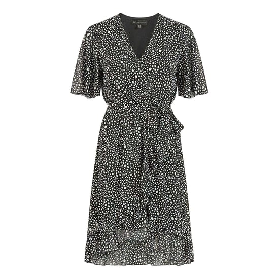 Mela London Wrapjurk met stippen voor dames (Zwart) - Image 1