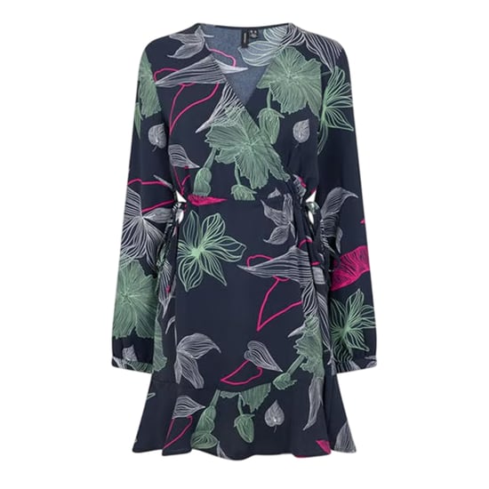 Vero Moda Dames/Dames Jane Bloemen Wikkeljurk (Zwart) - Image 1