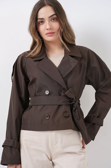 Korte Bouwde Trenchcoat - Image 1