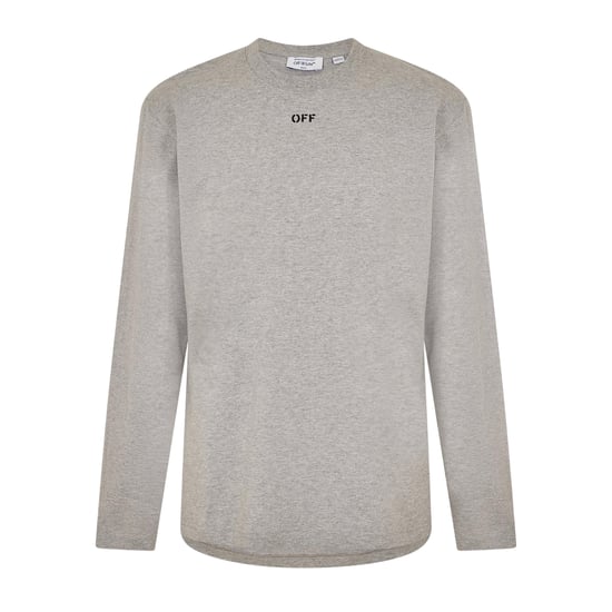 Off White Heren-T-shirt met ronde hals, normale pasvorm en lange mouwen (Grijs/Zwart) - Image 1