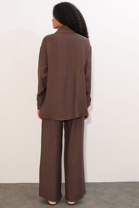 Textuur Shirt En Wijde Pantalon Set - Image 6