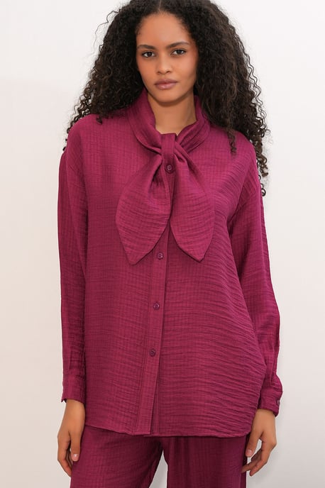 Structuur Shirt en Wijde Pantalon Set - Image 1