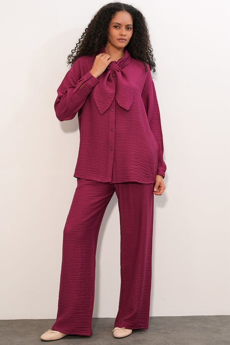 Structuur Shirt en Wijde Pantalon Set - Image 2