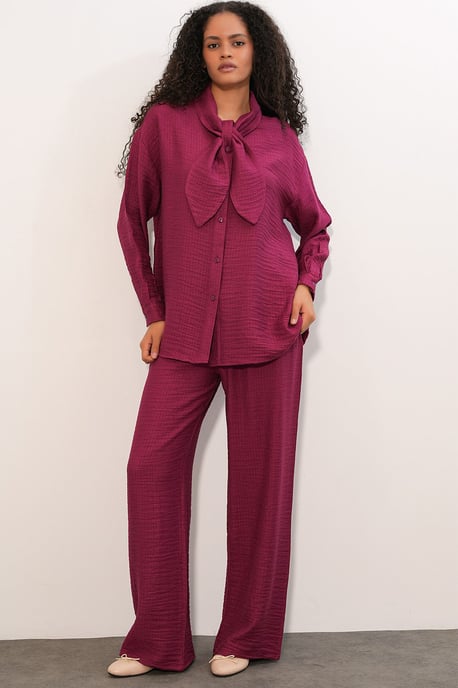 Structuur Shirt en Wijde Pantalon Set - Image 3