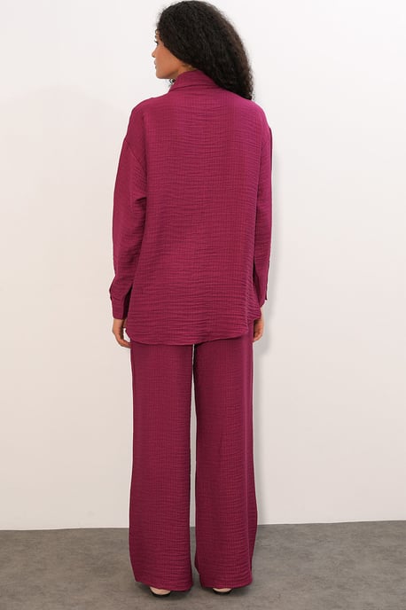 Structuur Shirt en Wijde Pantalon Set - Image 5