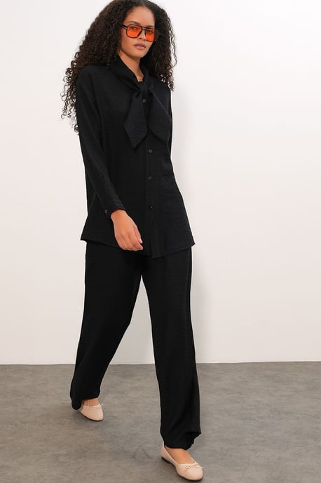 Gestructureerde Overhemd en Brede Pantalon Set - Image 3