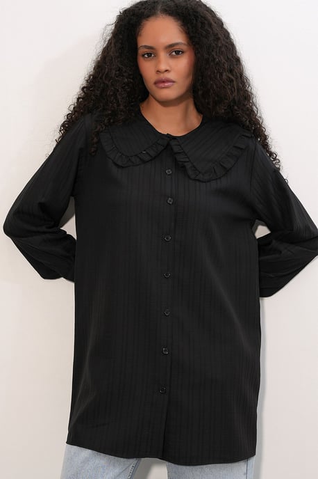 Langarm Textured Shirt Met Babykraag - Image 3