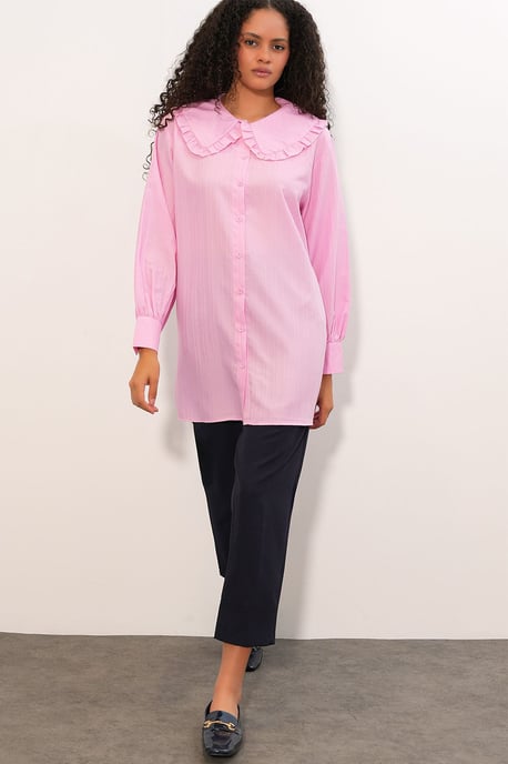 Langsleeve Textured Shirt Met Baby Kraag - Image 2