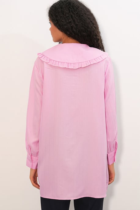 Langsleeve Textured Shirt Met Baby Kraag - Image 6