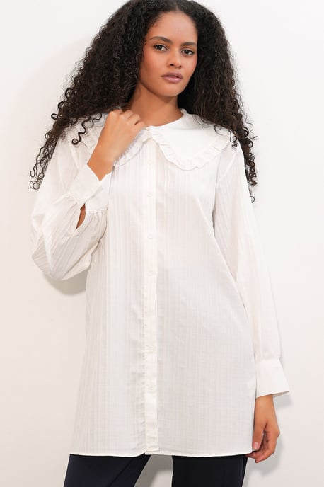 Langsleeve Textuur Shirt Met Baby Kraag - Image 1