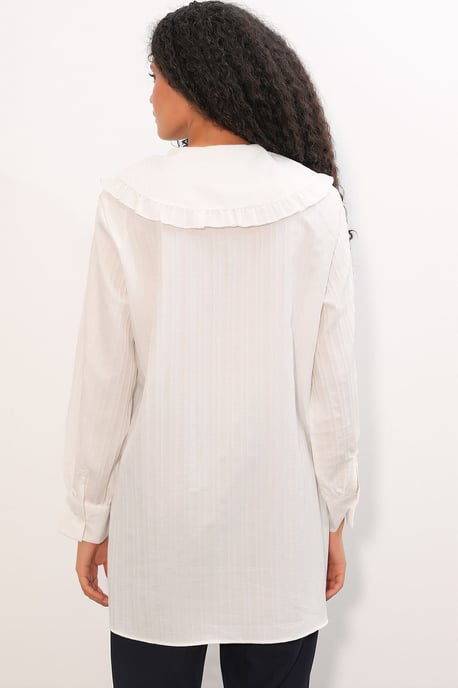 Langsleeve Textuur Shirt Met Baby Kraag - Image 6
