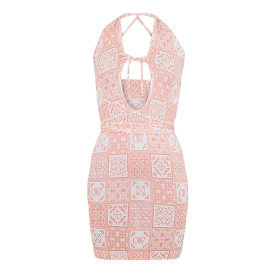 Off White Mini-jurk met bandana-print voor dames (Roze/Wit) - Image 1