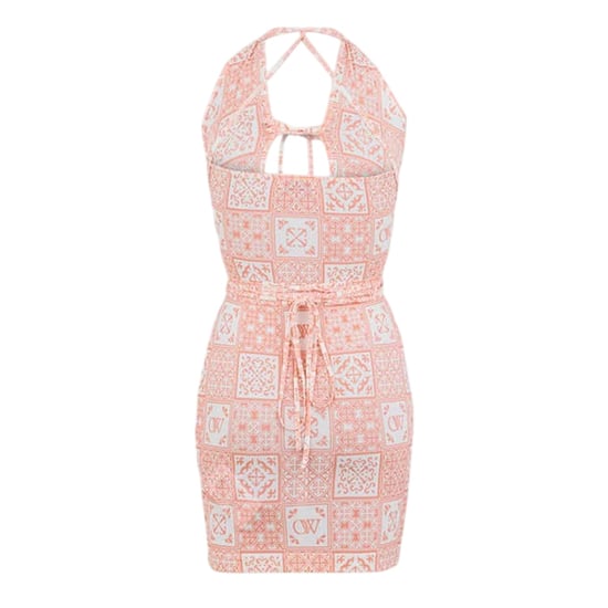 Off White Mini-jurk met bandana-print voor dames (Roze/Wit) - Image 2