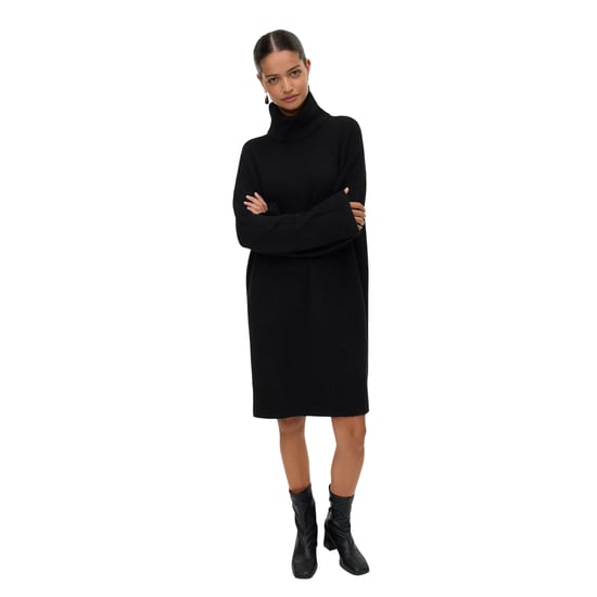 Vero Moda Gebreide jurk met col voor dames (Zwart) - Image 1
