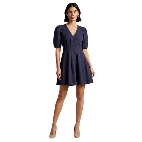 Ted Baker Mini-jurk met V-hals en pofmouwen voor dames (Marine) - Image 1