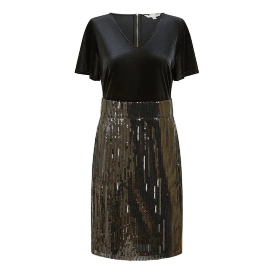 Yumi Bodycon-jurk van fluweel met pailletten voor dames (Zwart) - Image 2