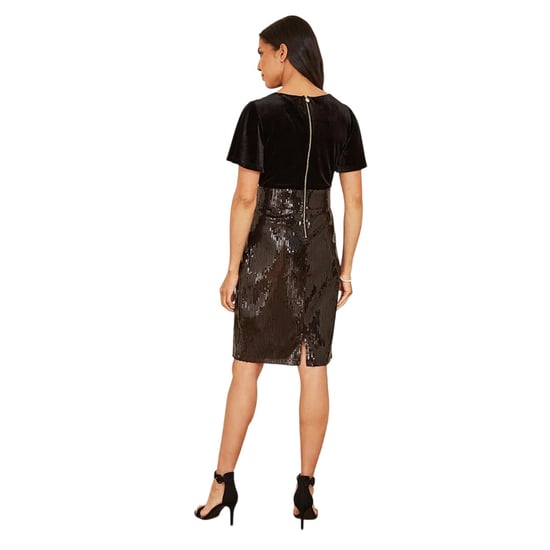 Yumi Bodycon-jurk van fluweel met pailletten voor dames (Zwart) - Image 3