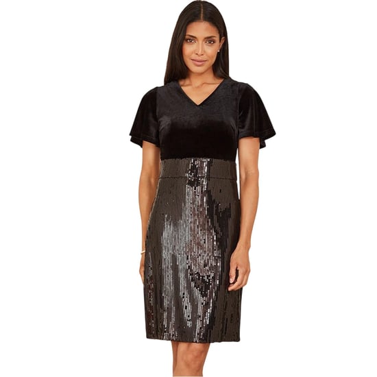 Yumi Bodycon-jurk van fluweel met pailletten voor dames (Zwart) - Image 4