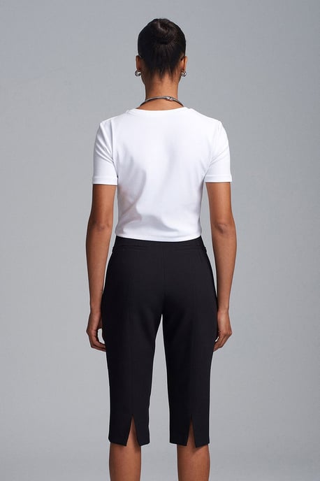 Hoge taille Rechte Capri Shorts Met Splits - Image 2