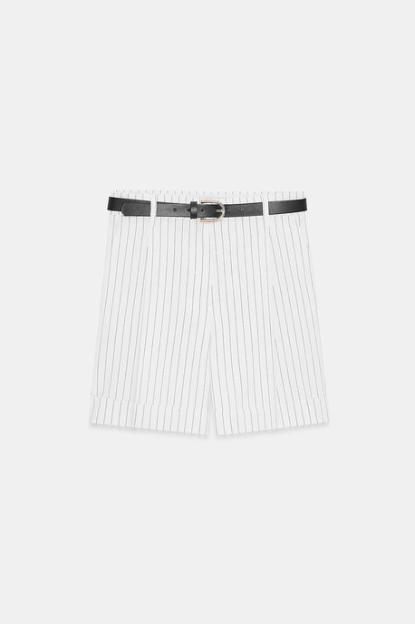 Hoog-geprisde Gestreepte Crepe Tailored Shorts - Image 5