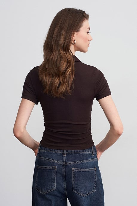Dames Crop Slim Fit Polo T-shirt - Image 3