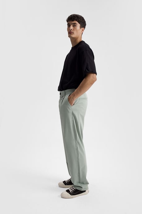 Heren Relaxed Fit Plissé Rechte Pantalon - Image 3