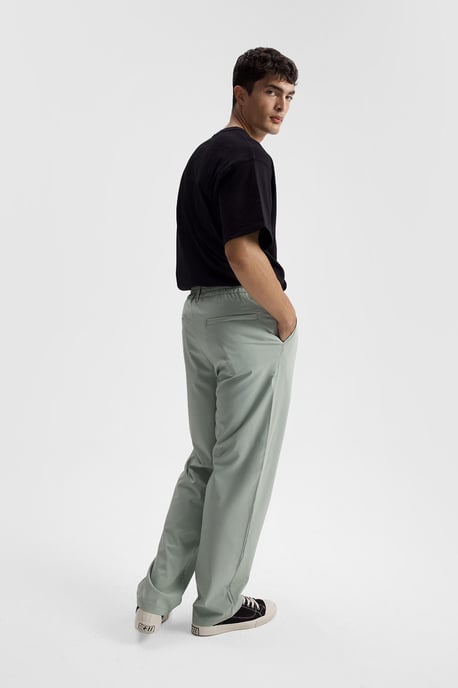 Heren Relaxed Fit Plissé Rechte Pantalon - Image 5