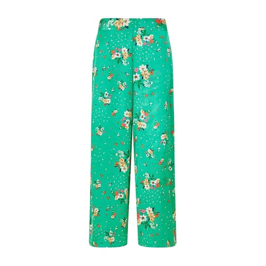 Yumi Dames/Dames Satijn Bloemen Broek Wijde Pijpen (Groen) - Image 2
