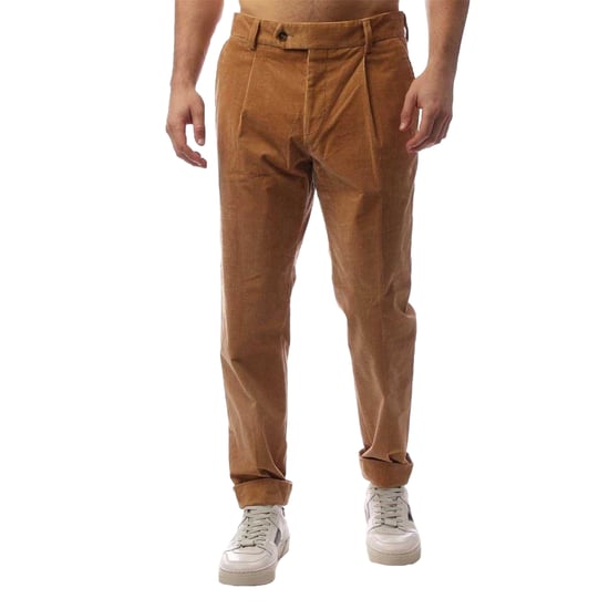 Boss Heren Perin Geplooide Opgerolde Broek (Beige) - Image 1
