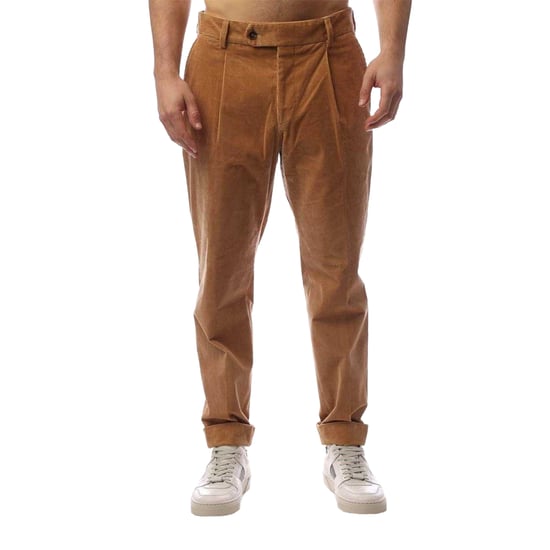 Boss Heren Perin Geplooide Opgerolde Broek (Beige) - Image 2