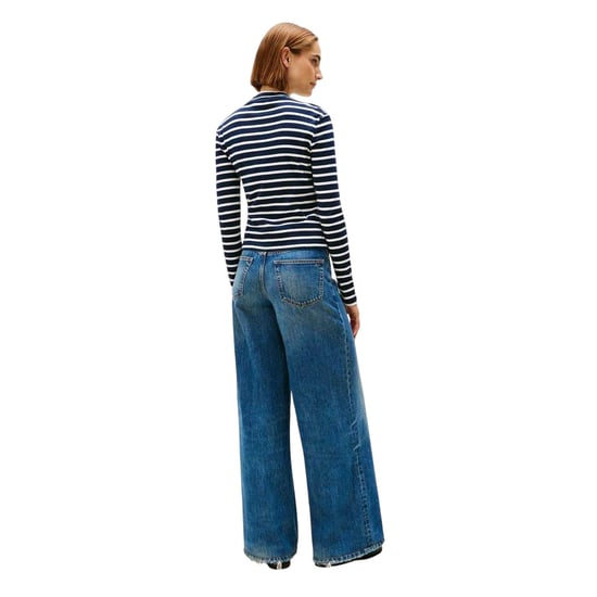 Tommy Hilfiger Gestreepte, slanke T-shirt met lange mouwen voor dames (Donker marine/wit) - Image 2