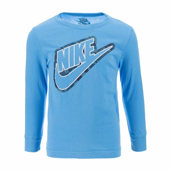 Nike Kinder-T-shirt met lange mouwen en camouflageprint (Universitair Blauw) - Image 1