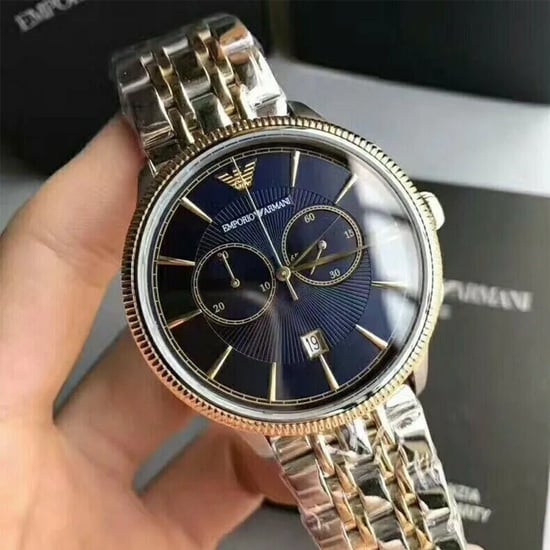 Emporio Armani AR1847 Herenhorloge Chronograaf Tweekleurig Blauw - Image 3