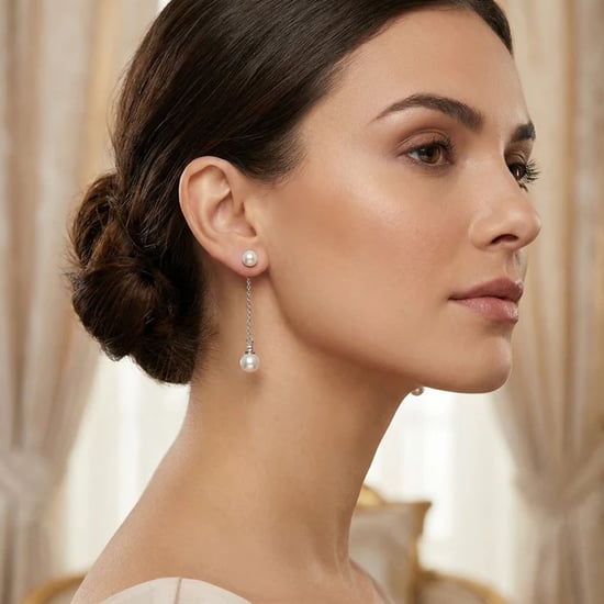 Dames Imperial Parel Oorbellen in Sterling Zilver met Ketting en Cubic Zirkonia 925 BIPE035 - Image 2