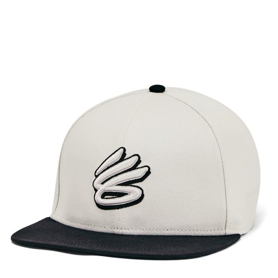 Under Armour Heren Curry Logo Katoen Flat Peak Snapback Cap (Wit) - Image 1