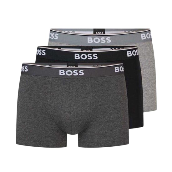 Boss Heren Bodywear Logo Boxershorts (Set van 3) (Grijs/Zwart) - Image 1