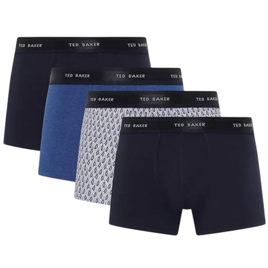 Ted Baker Effen boxershorts voor heren (Set van 4) (Marine/Multikleurig) - Image 1
